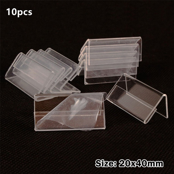 10pcs 2x4cm Acrylic Display Desk Card Label Stand L-Shaped Clear ...