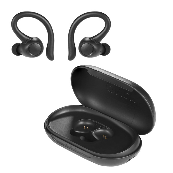 Refurbished Onn. IPX5 Bluetooth True Wireless Earbuds With Earhook