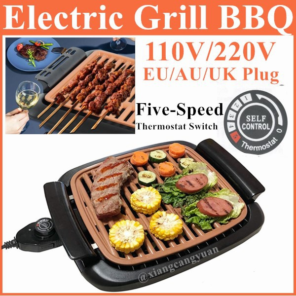 Electric Indoor Smokeless Grill,Portable BBQ Grills With Recipes, Fast  Heating, Adjustable Thermostat, Easy To Clean