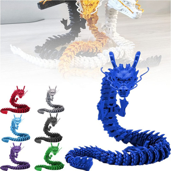 3D Printed Articulated Dragon, Rotatable Joints Dragon Model Figurines ...