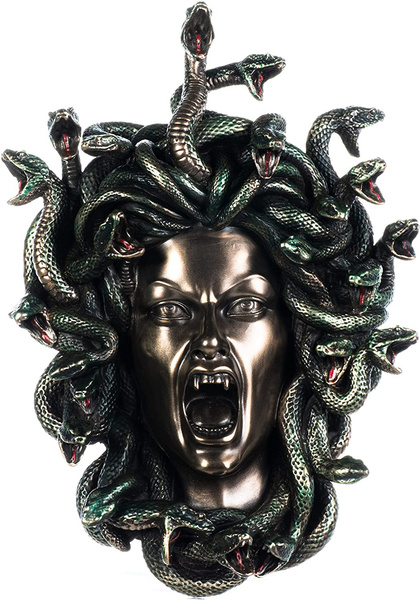 Medusa Mask Gorgon Serpent Monster Snake Lady Bronze Finish Cold Cast 7 ...