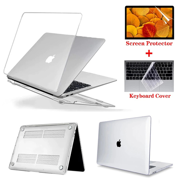 Crystal Laptop Case for MacBook Pro 16 14 Air 13 inch M2 M1 Chip,Macbook  Pro 13 11 Macbook 12 Transparent Hard Notebook Protective + Screen  Protector + Keyboard Cover Hard Funda Shell Coque Bag