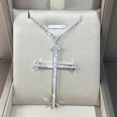 Sterling, DIAMOND, Cross necklace, Cross Pendant