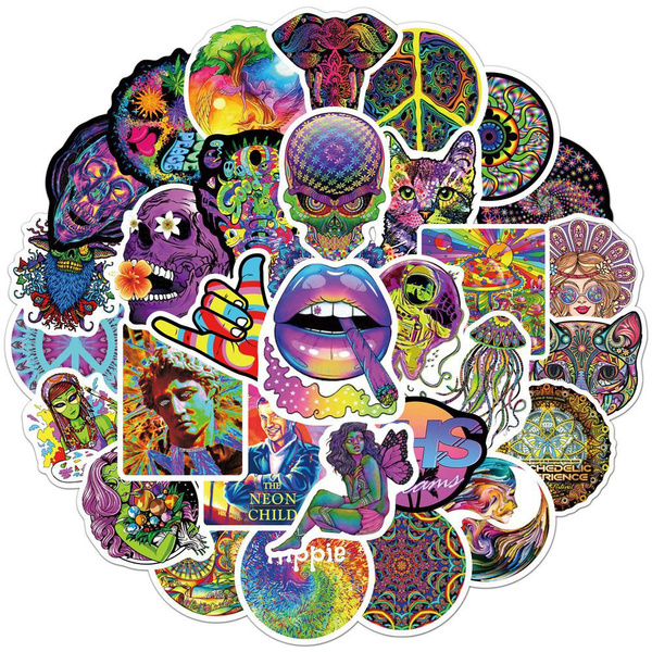 10/50Pcs Psychedelic Stickers, Cool Trippy Stoner Random Sticker ...