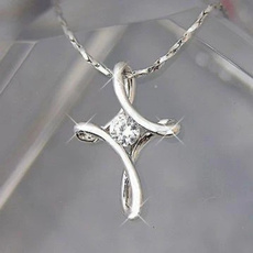 White Gold, Infinity, Cross necklace, gold