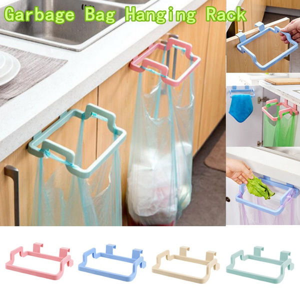 Plastic Kitchen Hanging Trash Rubbish Bag Holder Garbage Storage Rack Cupboard 