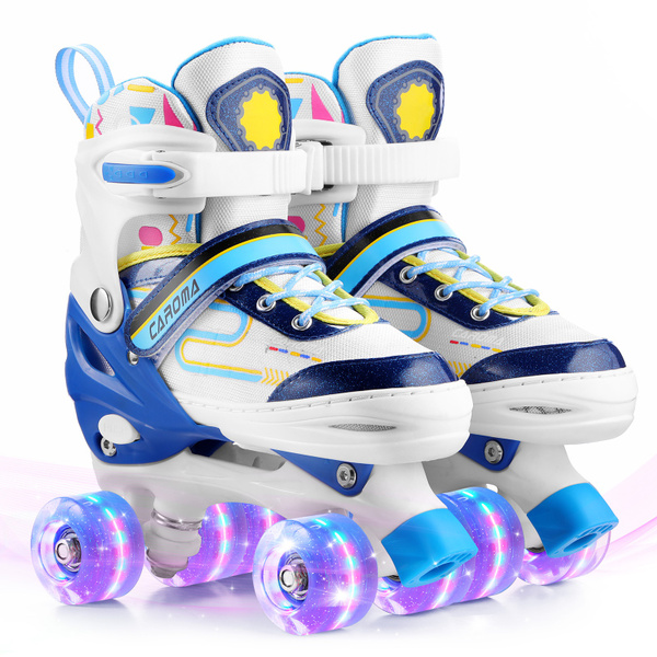 Light up Roller Skates with 4 Size Adjustable for Boys Girls, Outdoor