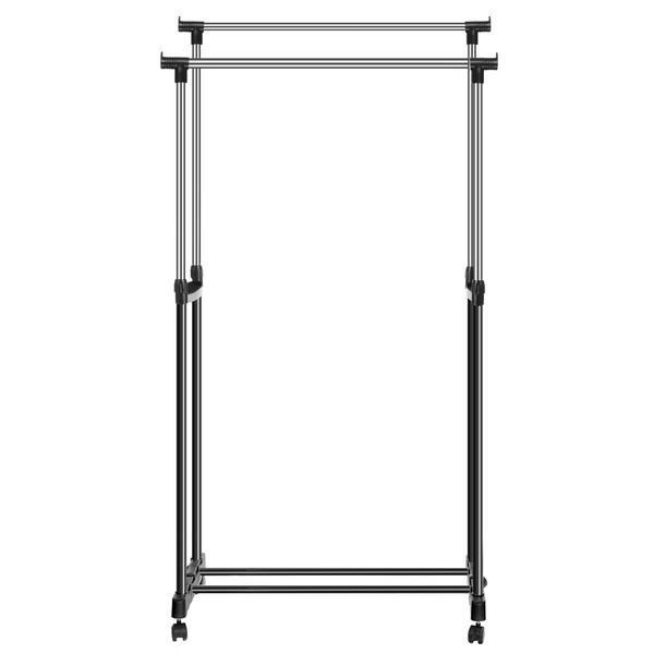 Double Rods Garment Rack Clothes Drying Rack with 360 Degree Lock ...
