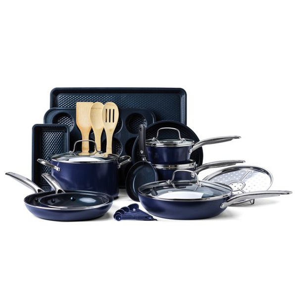 Blue Diamond Cookware 20pc Set, Blue