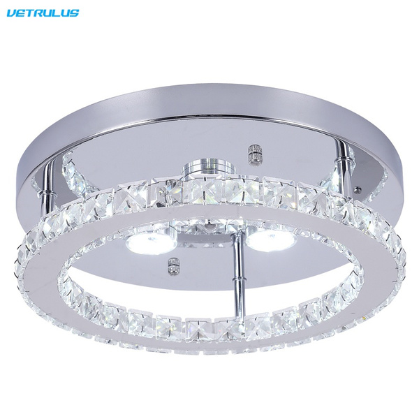 Crystal Ceiling Lamps Circle Ring LED Chandelier Stainless Steel ...