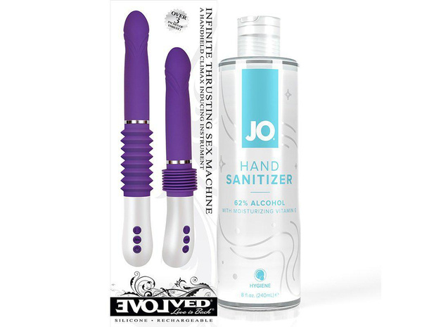 Bundle Package Of Evolved Infinite Thrusting Sex Mach Purp And A Bottle Of Jo Hand Sanitizer 8oz 8768