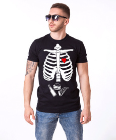 Funny T Shirt, Skeleton, letter print, personalitytshirt