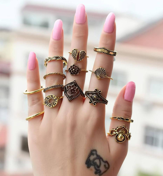 6 Different Styles Boho Knuckle Ring Set For Women And Teen Girls Gold And Silver Colors