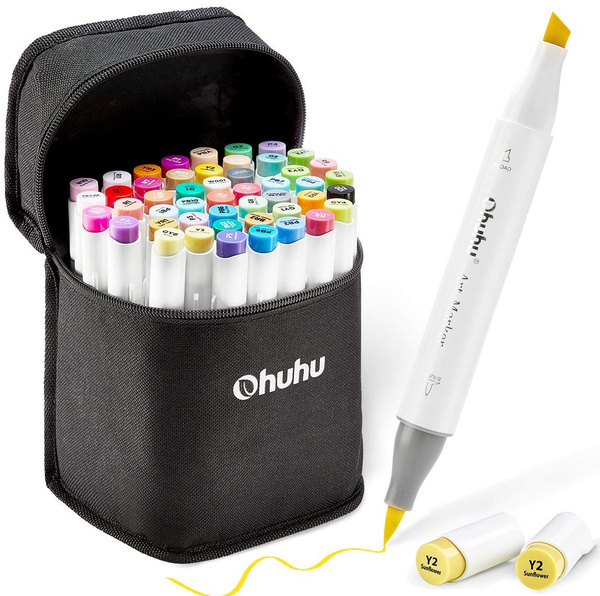  Ohuhu Alcohol Markers Double Tipped Art Marker Set for Artists  Adults Coloring Sketch Illustration - Chisel & Fine Dual Tips - 100 Colors  - Oahu Series of Ohuhu Markers 