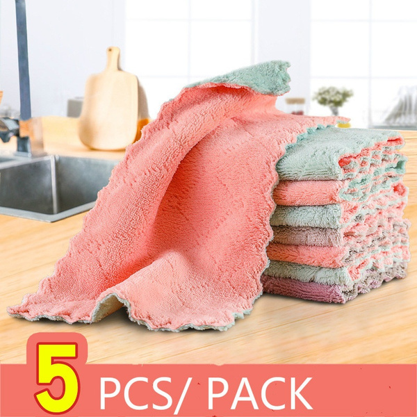 10Pack Kitchen Cloth Dish Towels, Premium Dishcloths, Super Absorbent Coral  Velvet Dishtowels, Nonstick Oil Washable Fast Drying