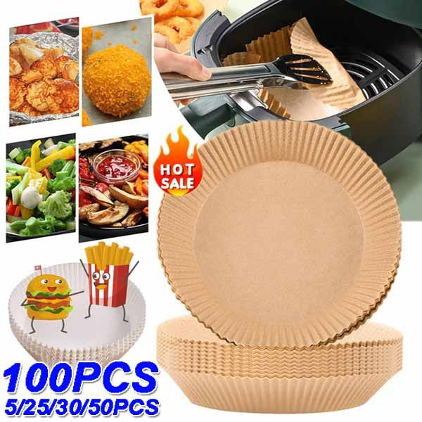 25/50pcs Air Fryer Disposable Paper Liner Non-Stick Mat Steamer