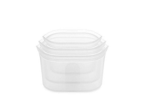 Zip Top Reusable 100% Platinum Silicone Container - 3 Dish Set (s