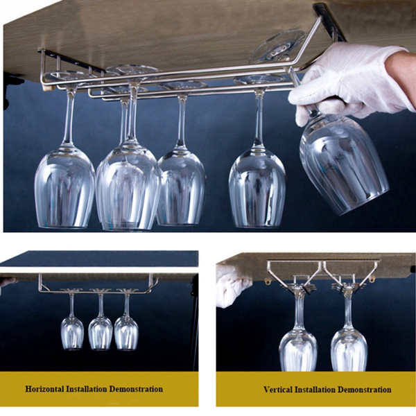 Stainless steel hanging wine glass online rack