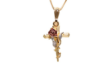 Jewelry, Cross Pendant, Rose, Cross