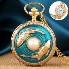 quartz, gold, Watch, fish