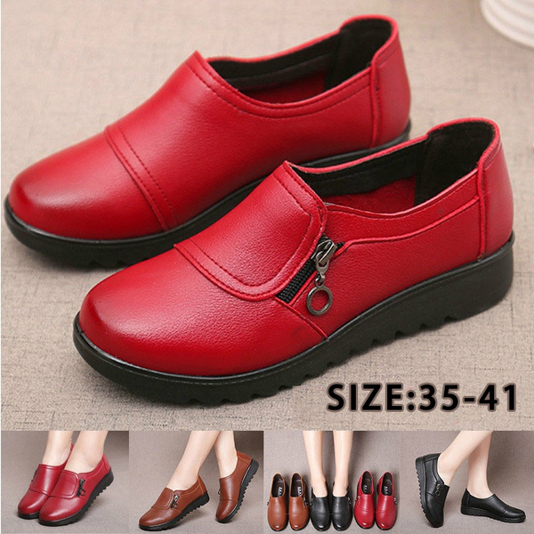 2022 Fashion Women Comfortable PU Leather Shoes Ladies Breathable Doug