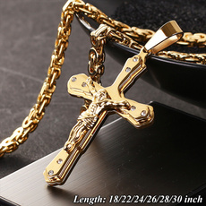 Chain Necklace, 18k gold, Christian, byzantine