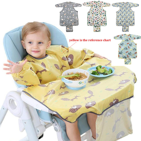 Newborn Long Sleeve Bib Coverall with Table Cloth Cover Baby Dining ...