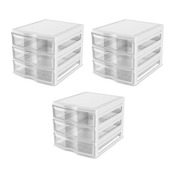 Life Story 3 Drawer Stackable Shelf Organizer Storage Drawers White 3 Pack Wish 1029