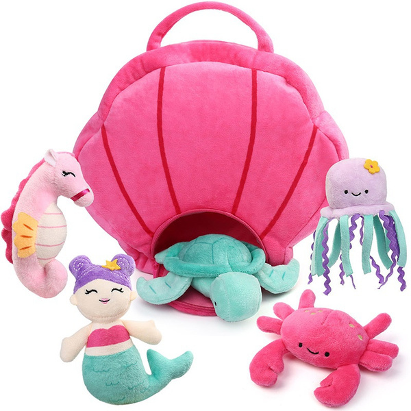 Ocean Stuffed Animal, 5 Pack Small Sea Creature Plush Toys and Shell  Carrying Bag Set, Cute Plushies Gift for Baby Kids, Sea Turtle, Octopus,  Mermaid, Seahorse, Crab | Wish