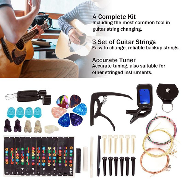 Guitar String Replacement Kit Accessory Set Changing Tool Pack Pick Pin