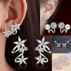 Sterling, DIAMOND, Pearl Earrings, Stud Earring