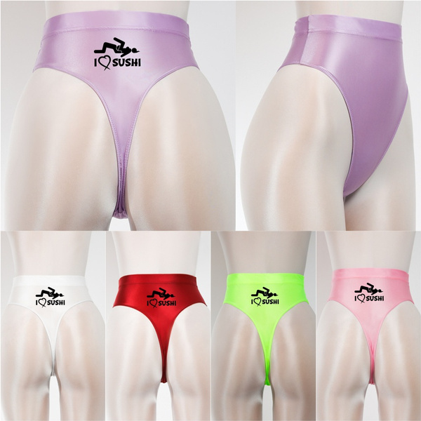 Women Men Shiny Satin Glossy Wet Look Panties Thong G-string