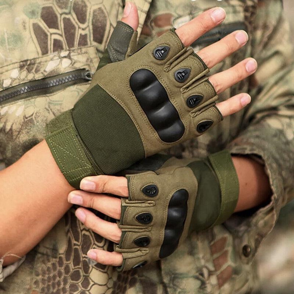 Tactical Gloves Hard Knuckle Half Finger Military Army Combat Hunting