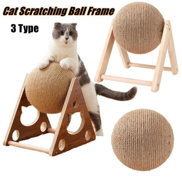 Sisal Rope Cat Scratcher Ball Toys Interactive Scratching Post kitten ...