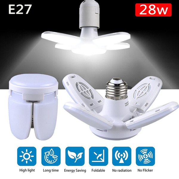 E27 LED Bulb Fan Blade Timing Lamp 28W Foldable Led Light Bulb For Home ...