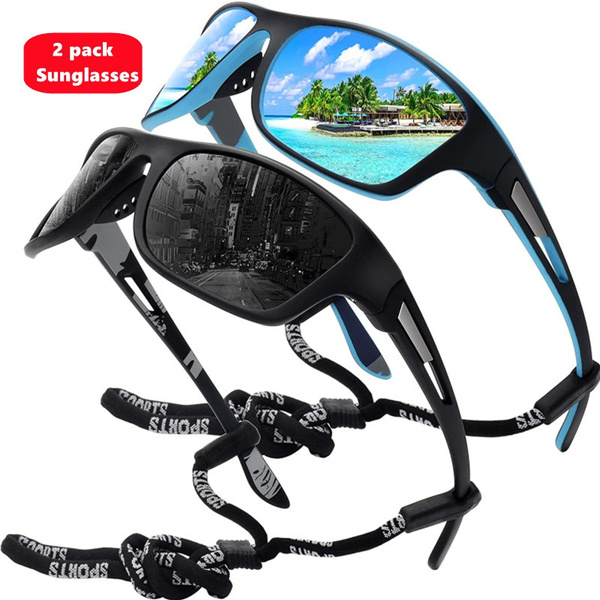 2 Pack Sunglasses Sports Polarized Sunglasses Men Driving Fishing Sunshade  Sunglasses Retro UV Protection