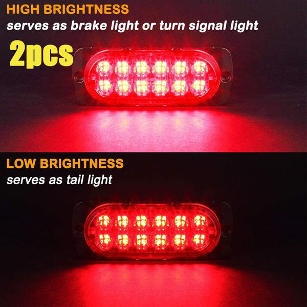 1 Pair Of LED Truck Lorry Stop Brake Turn Tail Lights 12 LED Warning ...