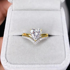 Heart, crystal ring, zirconring, Wedding Accessories