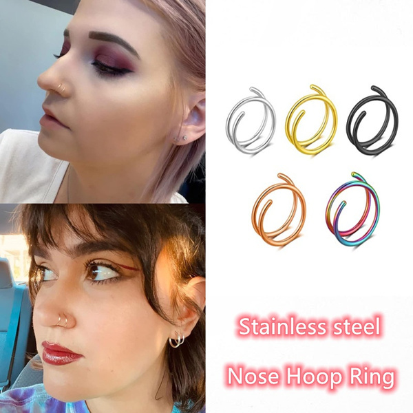 Unisex Double Helix Nose Ring Lip Piercing Nose Hoop Studs Punk Jewelry  Gifts