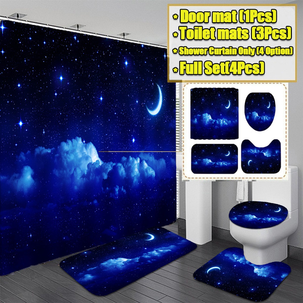 1/3/4 PCS 3D Printing Starry Sky and Moon Pattern Bathroom