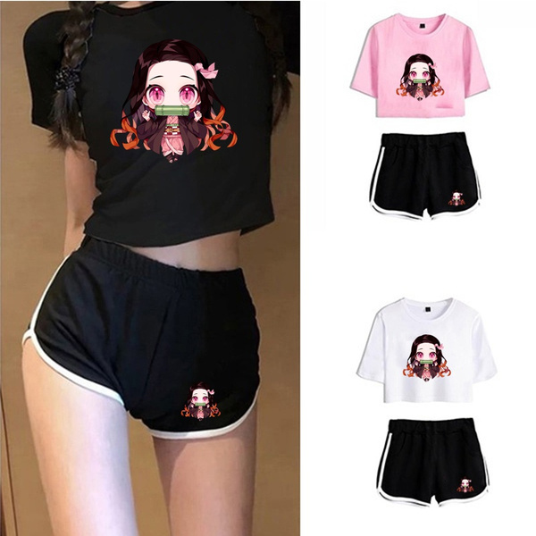 2022 Summer Anime Demon Slayer Kamado Nezuko Graphic Print Short Crop ...