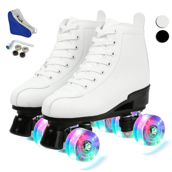 Wiwiy Roller Skates For Women Men,with Leather High Top Four Shiny