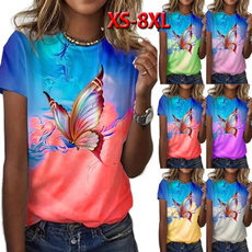 butterfly, Summer, womens top, printed shirts