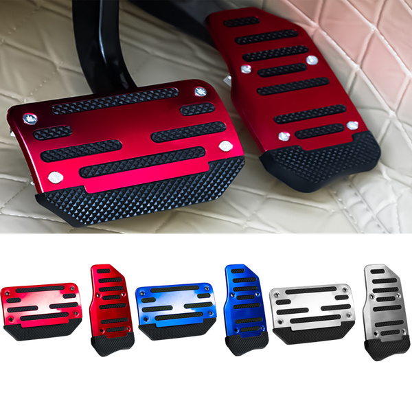 2Pcs Universal Car Pedals Cover Aluminum Automatic Brake Gas Accelerator  Non-Slip Foot Pedal Pad Kit Red Blue Silver Accessories