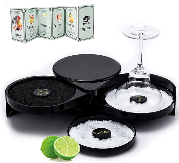 3-Tier Bar Glass Rimmer, Margarita Salter Bar Accessories with Cocktail ...