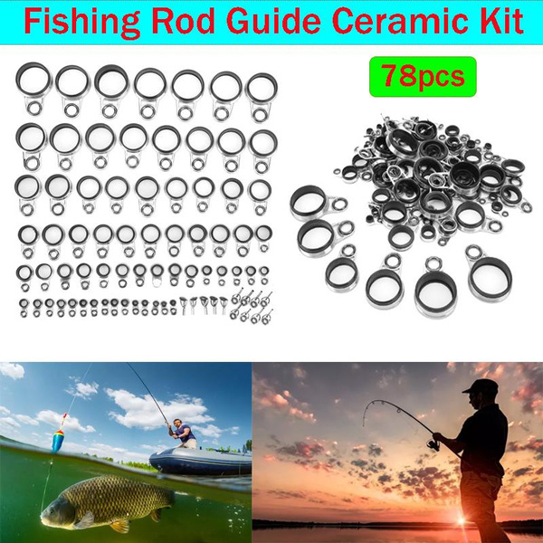 Fishing Rod Guide Ceramic Kit,Durable Fishing Rod Guides Telescopic Surf  Casting Rod Guides Tip Repair Kit Fishing Rod Eye Line Guide Kit