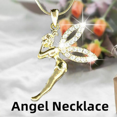 angelnecklace, 18kgoldnecklace, Jewelry, fairynecklace