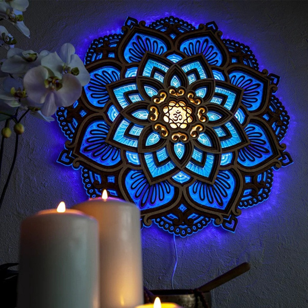 Mandala Yoga Room Night Light Led, Multilayered Laser Cut Carved Led