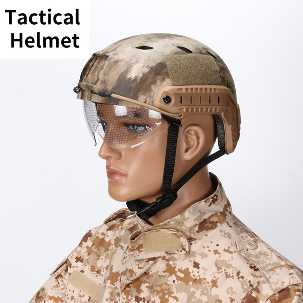 2022 Simple goggles version quick response tactical helmet military fan ...