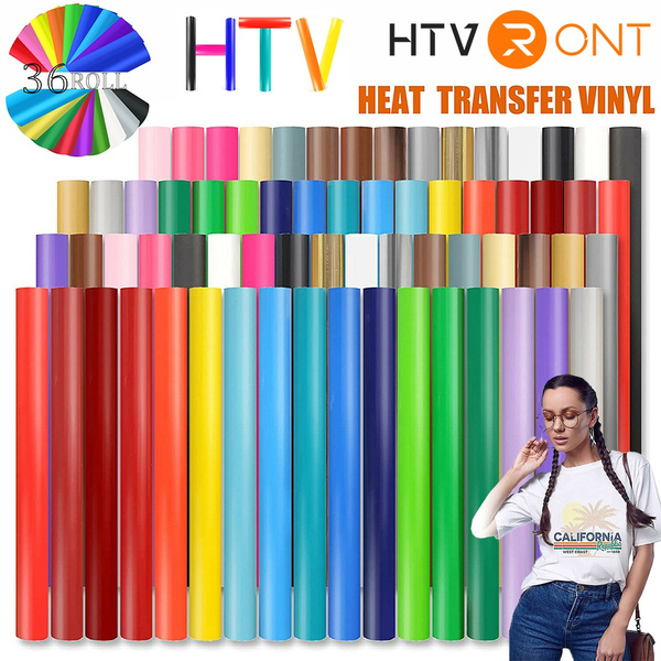 HTVRONT 36 Colors 30cm*150cm HTV PU Heat Transfer Vinyl for DIY T-shirts  Iron On - HTV Vinyl Roll for Cricut